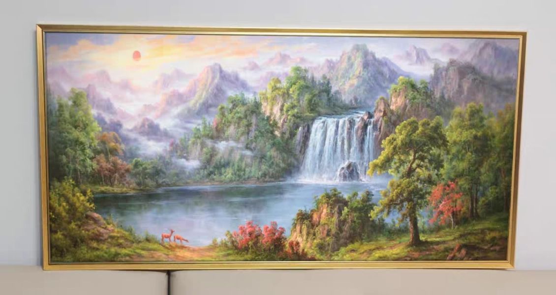 手繪油畫歐式福鹿招財聚寶盆現代裝潢財位必備裝飾畫 手繪油畫歐式福鹿招財聚寶盆現代裝潢財位必備裝飾畫