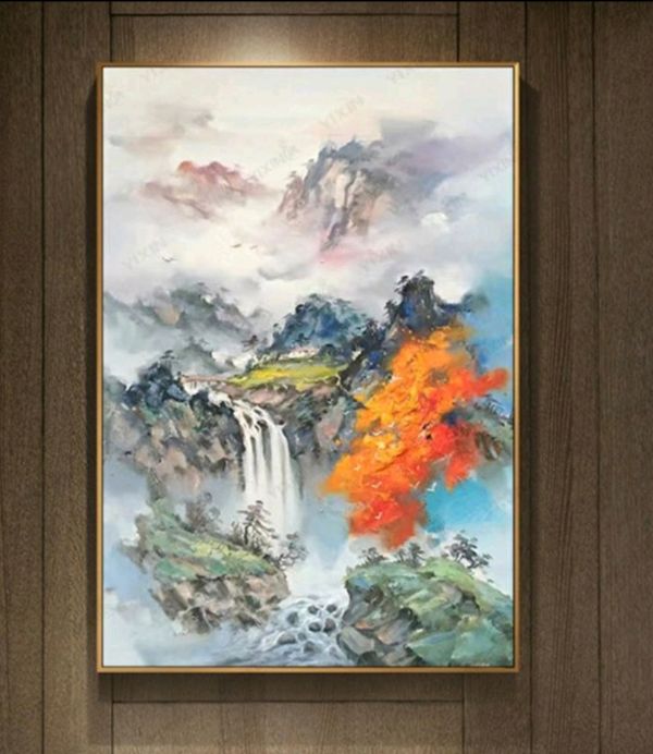 手繪油畫現代抽象山水畫新中式裝潢設計風水地理老師推薦 手繪油畫現代抽象山水畫新中式裝潢設計風水地理老師推薦