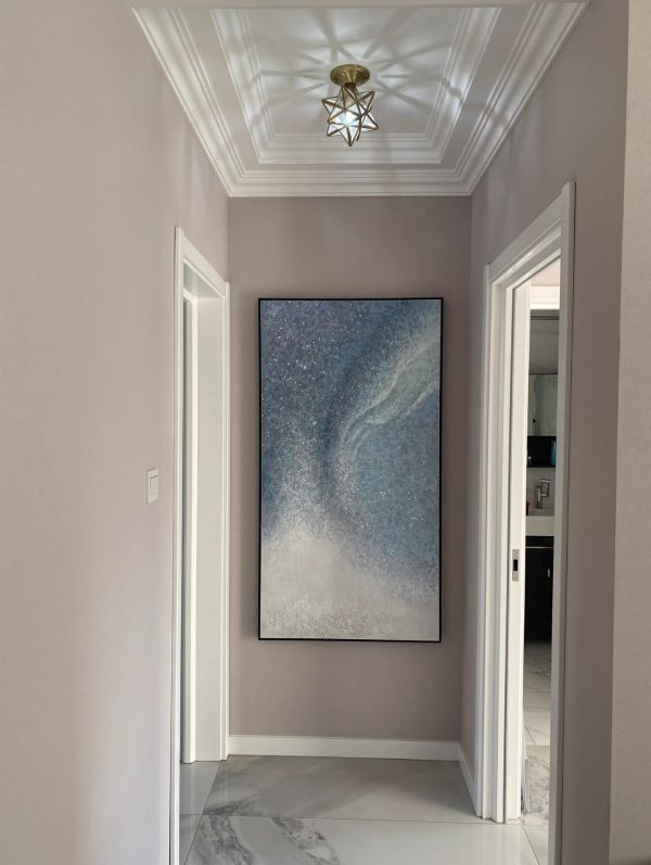 手繪油畫質感藍星光熠熠裝飾畫藝術掛畫送禮自用 手繪油畫質感藍星光熠熠裝飾畫藝術掛畫送禮自用