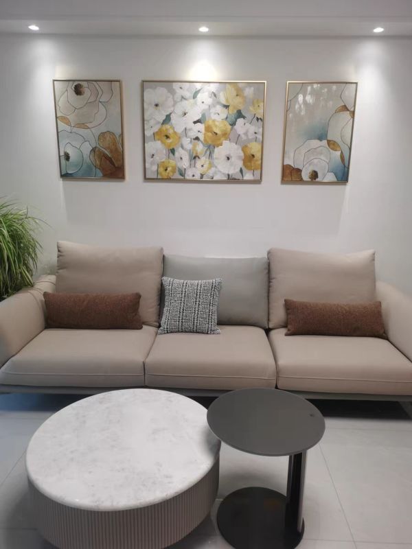 三拼手繪油畫現代大地色調花卉裝飾畫沙發牆藝術掛畫 三拼手繪油畫大地色調花卉裝飾畫沙發牆藝術掛畫