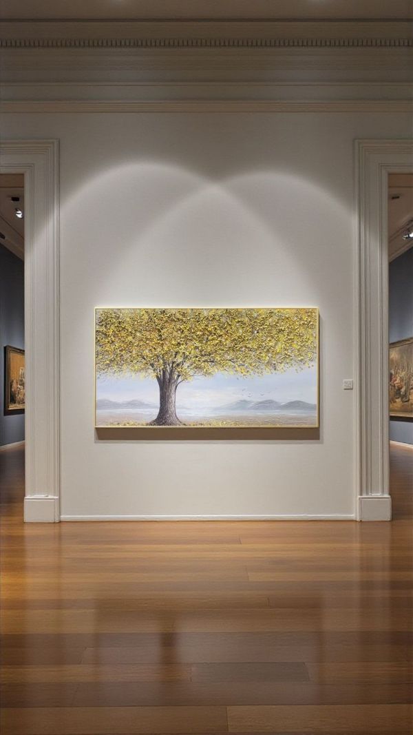 手繪油畫小尺寸黃金招財樹玄關財位必備藝術掛畫裝飾畫買畫首選 客廳 畫, 金錢樹, 黃金樹, 風水油畫,招財樹,買畫,客廳掛畫,油畫,新麗畫廊