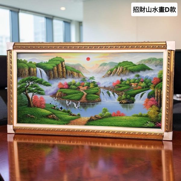 手繪油畫風水師推薦精選四款招財聚寶盆山水畫辦公室掛畫客廳掛畫風水掛畫買畫首選 風水畫, 山水畫, 招財聚寶盆, 玄關畫, 發財樹, 裝飾畫, 金箔畫, 開運畫, 新麗畫廊