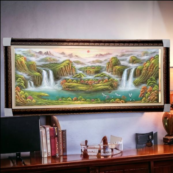 手繪油畫開運左右逢源靠山貴人相助風水師推薦風水掛畫 手繪油畫開運左右逢源靠山貴人相助風水師推薦風水掛畫