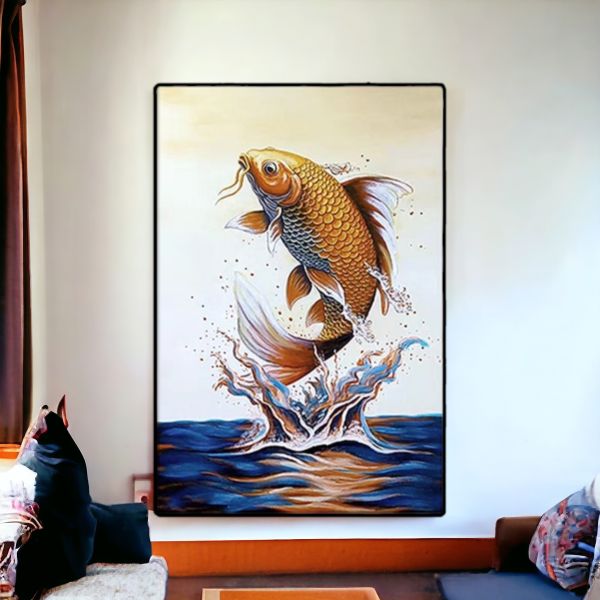 手繪油畫高訂款如魚得水魚躍龍門鯉魚掛畫裝飾畫藝術掛畫買畫首選四十年實體老店經營購買有保障最安心 手繪油畫高訂款如魚得水魚躍龍門鯉魚掛畫裝飾畫藝術掛畫買畫首選四十年實體老店經營購買有保障最安心