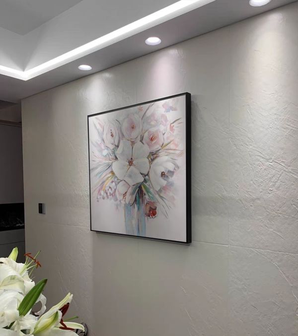 手繪油畫高貴氣質花卉裝飾畫藝術掛畫客廳玄關買畫首選 手繪油畫高貴潔白潔白裝飾畫藝術掛畫客廳玄關買畫首選