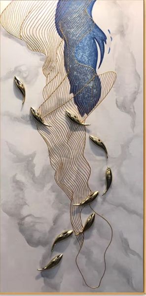 獨家販售手繪油畫金箔立體九如魚客廳玄關沙發牆掛畫裝飾畫 獨家販售手繪油畫金箔立體九如魚客廳玄關沙發牆掛畫裝飾畫