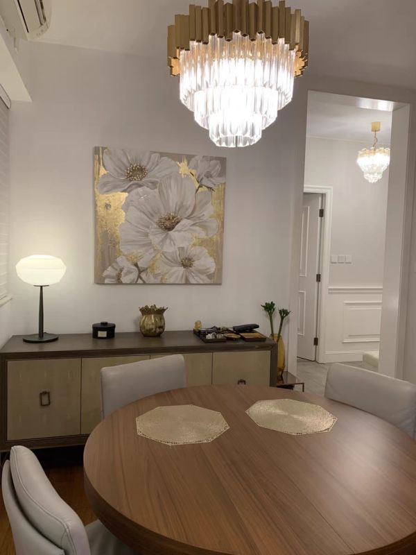 手繪油畫金箔優美純白花卉客廳餐桌裝飾畫藝術掛畫 手繪油畫金箔底色優美花卉客廳餐桌裝飾畫藝術掛畫