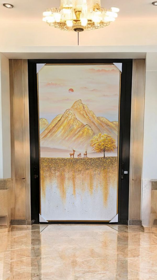 手繪油畫玄關必備藝術掛畫鴻運當頭金山財鹿黃金樹現代裝潢風水師推薦掛畫 玄關畫, 發財樹, 裝飾畫, 金箔畫, 開運畫, 玄關擺飾, 字畫, 藝術畫, 招財畫, 客廳畫, 財位, 玄關掛畫, 黃金畫, 買畫,新麗畫廊