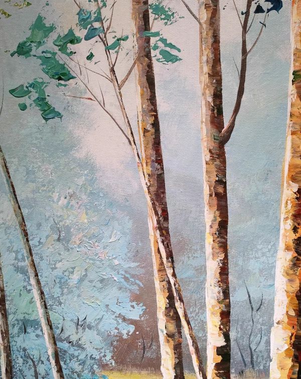 手繪油畫白樺樹治癒系裝飾畫客廳沙發牆玄關藝術掛畫 手繪油畫白樺樹治癒系裝飾畫客廳玄關藝術掛畫