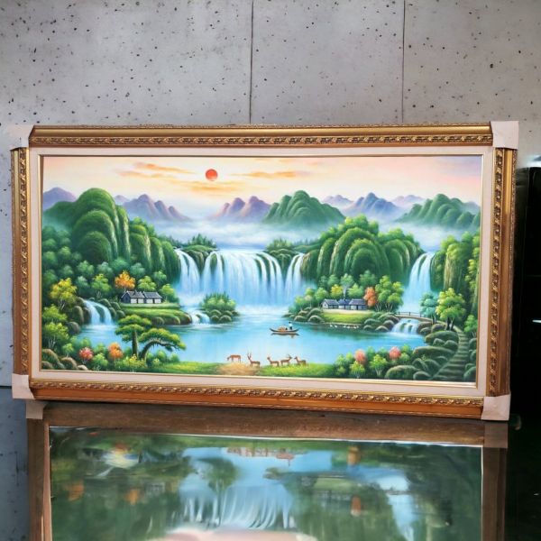 手繪油畫滿載而歸五路財神招財聚寶盆風水師推薦掛畫 手繪油畫滿載而歸五路財神招財聚寶盆風水師推薦掛畫