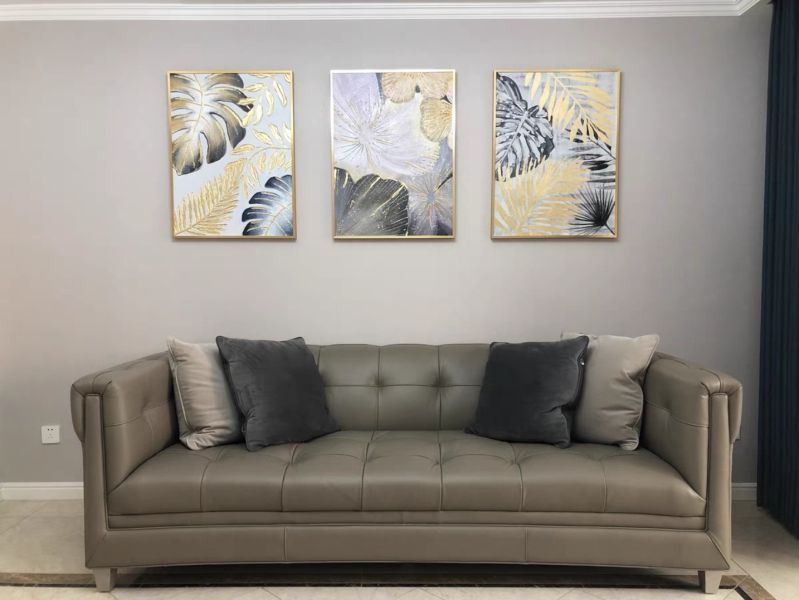 三拼手繪油畫北歐宅羽毛葉子裝飾畫設計師推薦藝術掛畫 三拼手繪油畫北歐宅羽毛葉子裝飾畫設計師推薦藝術掛畫