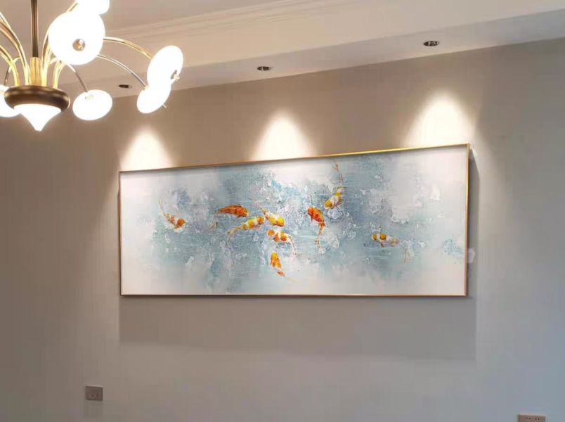 手繪油畫現代九如魚抽象風格裝飾畫藝術掛畫買畫首選 手繪油畫現代九如魚抽象風格裝飾畫藝術掛畫買畫首選