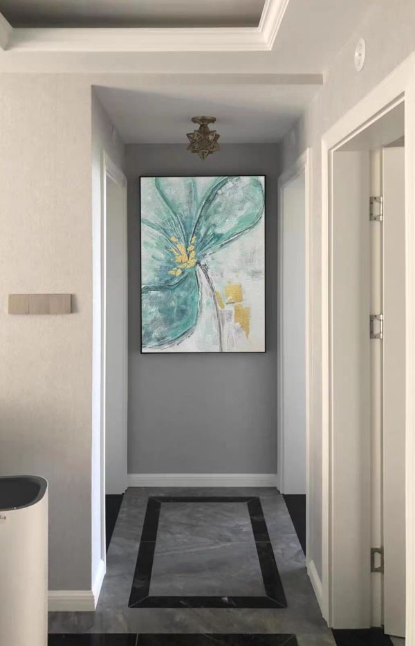 手繪油畫Tiffany綠花卉裝飾畫玄關客廳送禮自用買畫首選 手繪油畫Tiffany綠花卉裝飾畫玄關客廳送禮自用買畫首選