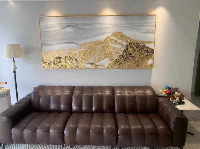 手繪油畫金箔靠山貴人相助金山裝飾畫辦公室沙發牆風水師推薦掛畫 手繪油畫金箔靠山貴人相助裝飾畫辦公室沙發牆風水師推薦掛畫山水畫