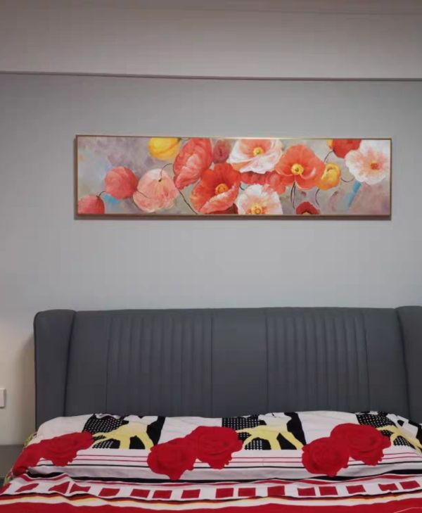 手繪油畫美式浪漫花卉裝飾畫臥室床頭櫃藝術掛畫 手繪油畫美式浪漫花卉裝飾畫臥室床頭櫃藝術掛畫