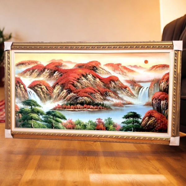 手繪油畫鴻運當頭開運招財山水畫財位辦公室沙發牆必備風水畫四十年畫廊老店經營品質保證 手繪油畫鴻運當頭開運招財山水畫財位辦公室沙發牆必備風水畫四十年畫廊老店經營品質保證