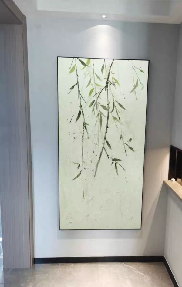 手繪油畫淡雅質樸竹子禪風裝飾畫玄關客廳掛畫 開店送禮, 掛畫風水, 入厝畫, 開運工坊畫, 畫廊, 山水風水畫, 牡丹風水畫, 開運招財樹, 竹子畫