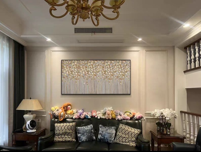 手繪油畫金箔招財金錢樹裝飾畫沙發牆藝術掛畫送禮自用 手繪油畫金箔招財金錢樹裝飾畫沙發牆藝術掛畫送禮自用