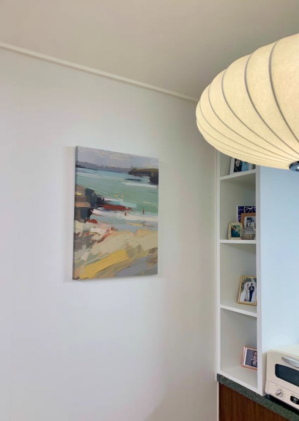 手繪油畫小清新美式抽象海岸風光裝飾畫客廳玄關餐桌 手繪油畫小清新美式抽象海岸風光裝飾畫客廳玄關餐桌