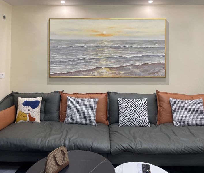 手繪油畫海上日出裝飾畫沙發牆客廳送禮自用藝術掛畫 手繪油畫海上日出裝飾畫沙發牆客廳送禮自用藝術掛畫