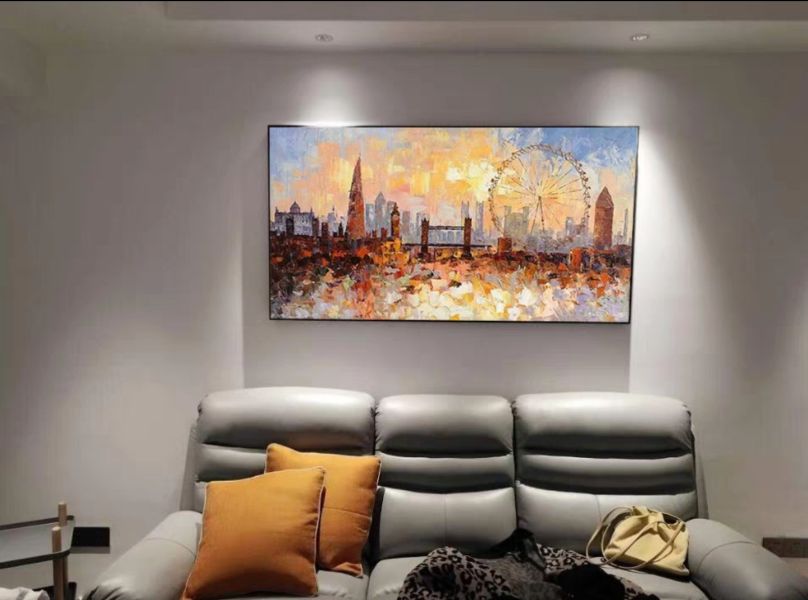 手繪油畫現代城市浪漫摩天輪裝飾畫沙發牆客廳藝術掛畫 手繪油畫現代城市浪漫摩天輪裝飾畫沙發牆客廳藝術掛畫