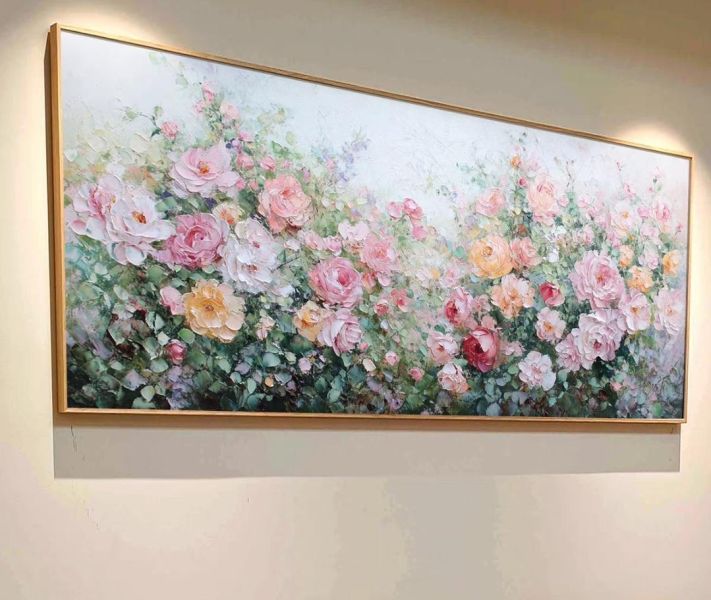 手繪油畫《花語輕語》現代裝飾畫客廳沙發牆必備掛畫奶油系優雅油畫送禮自用買畫首選 現代藝術畫, 陽光畫, 畫 收藏, 花 畫 開運, 裝飾畫,掛畫,手繪油畫,買畫,新麗畫廊