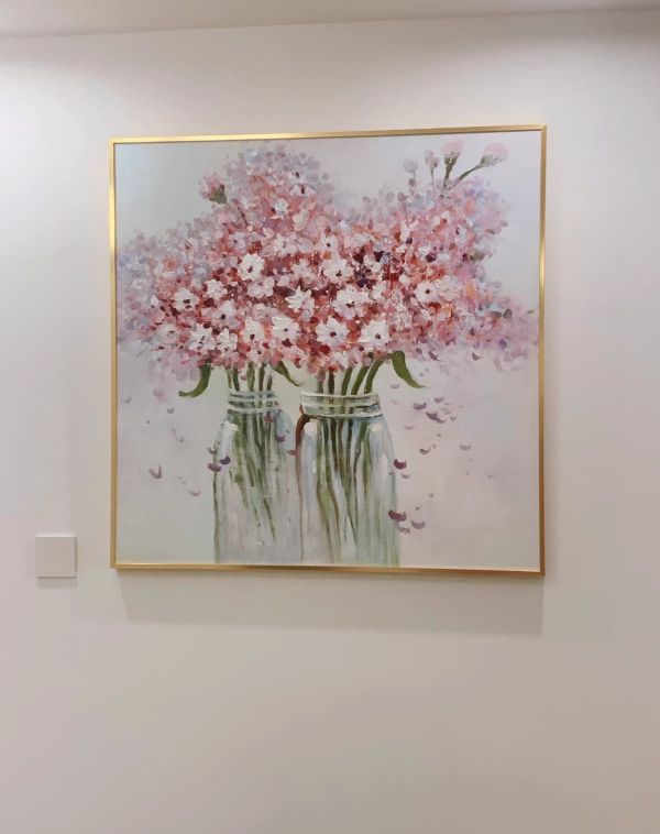 手繪油畫柔和櫻花色花卉客廳玄關裝飾畫藝術掛畫 手繪油畫柔和櫻花色花卉客廳玄關裝飾畫藝術掛畫