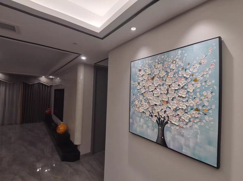 手繪油畫立體厚油發財樹浪漫花卉裝飾畫藝術掛畫送禮自用 手繪油畫立體厚油純白花卉浪漫裝飾畫藝術掛畫送禮自用