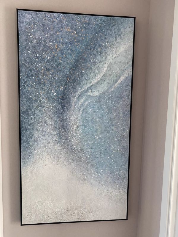 手繪油畫質感藍星光熠熠裝飾畫藝術掛畫送禮自用 手繪油畫質感藍星光熠熠裝飾畫藝術掛畫送禮自用