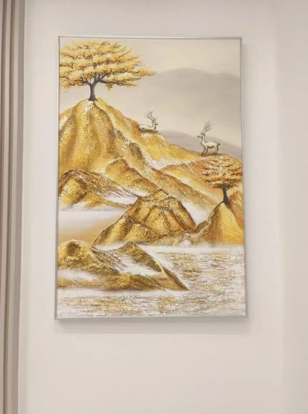 手繪油畫金山雙祿黃金招財樹風水師推薦財位必備聚財裝飾畫買畫首選 手繪油畫金山雙祿黃金招財樹風水師推薦財位必備聚財裝飾畫買畫首選