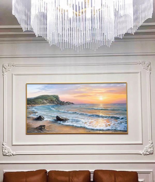 手繪油畫高訂款海邊晨曦客廳沙發牆裝飾畫藝術掛畫送禮首選 手繪油畫高訂款海邊晨曦客廳沙發牆裝飾畫藝術掛畫送禮首選