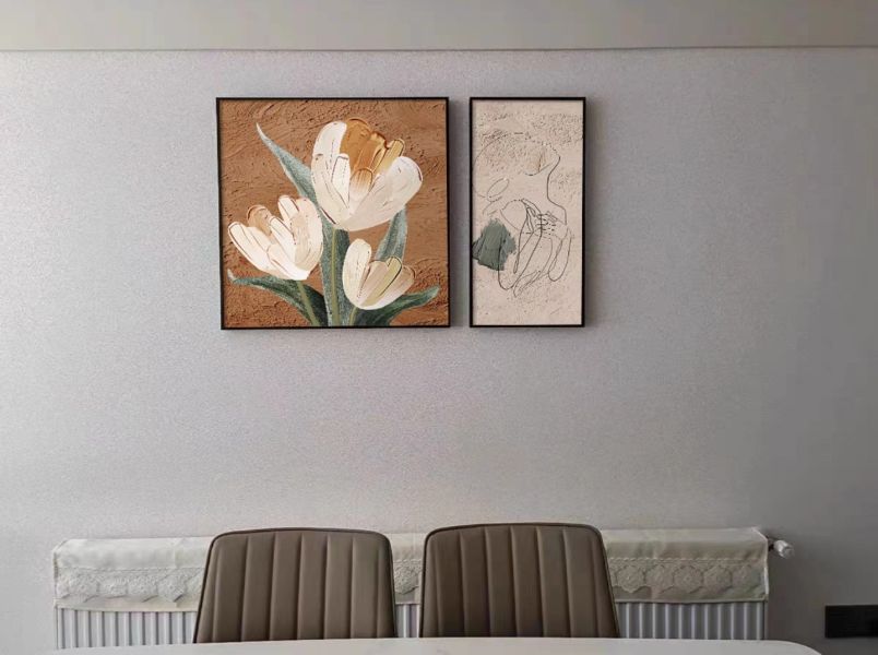 雙拼手繪油畫優雅鬱金香浪漫奶油宅必備裝飾畫掛畫 雙拼手繪油畫優雅鬱金香浪漫奶油宅必備裝飾畫掛畫