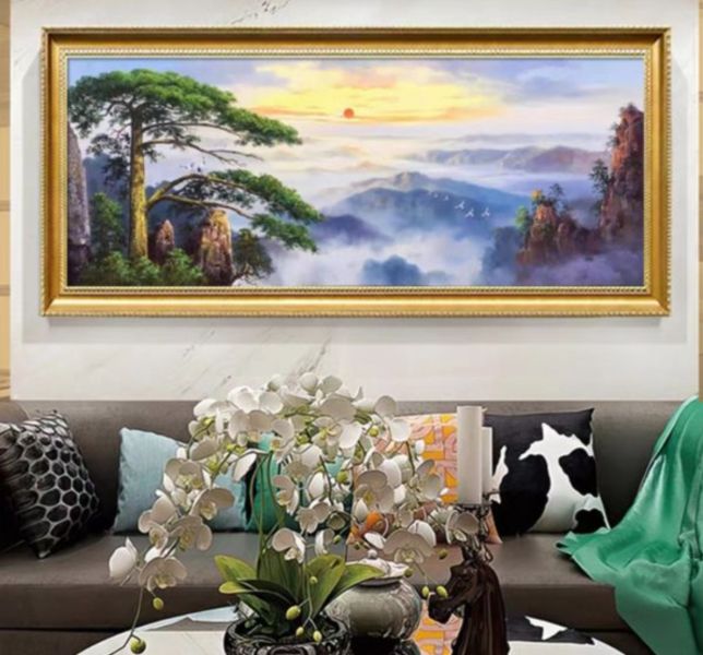 純手繪油畫氣勢磅礡靠山鎮宅穩如泰山旭日東昇客廳辦公室掛畫裝飾畫首選 純手繪油畫氣勢磅礡靠山圖旭日東昇客廳辦公室掛畫裝飾畫首選