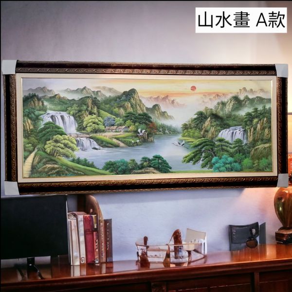 精選五款手繪油畫旭日東昇八方聚財山水畫風水畫命理師推薦掛畫辦公室必備買畫首選 招財掛畫, 流水畫, 山水畫, 風水 畫, 招財山水畫, 開運招財畫, 辦公室掛畫,買畫,新麗畫廊