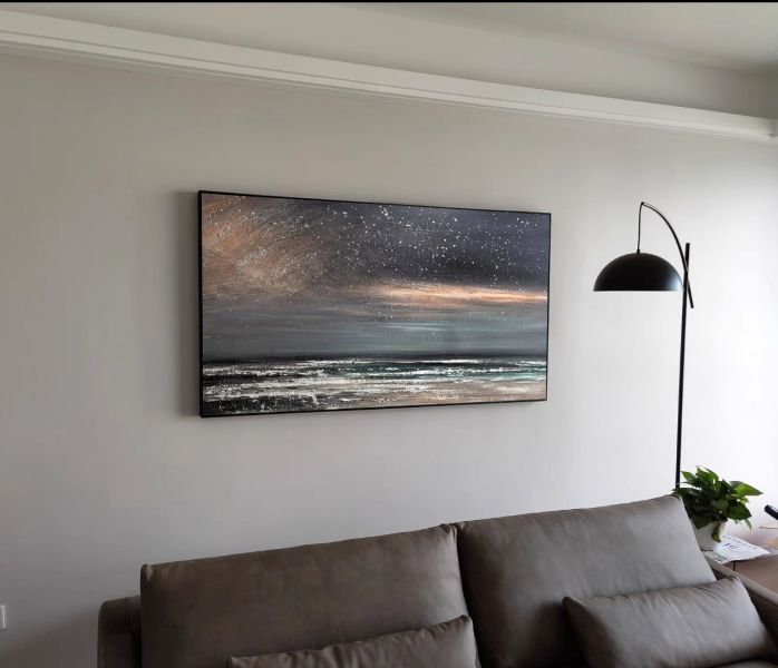 手繪油畫銀河星空黑白灰時尚裝飾畫設計師推薦藝術掛畫 手繪油畫銀河星空黑白灰時尚裝飾畫設計師推薦藝術掛畫