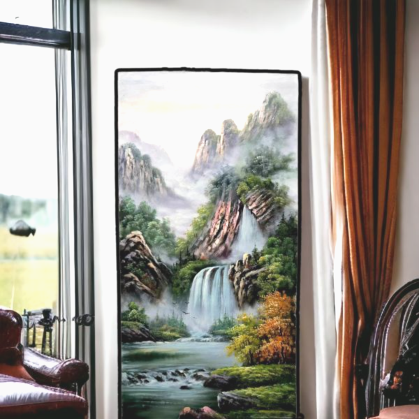 手繪油畫財源滾滾高山貴人相助山水畫風水師推薦辦公室買畫首選 手繪油畫財源滾滾高山貴人相助山水畫風水師推薦辦公室買畫首選