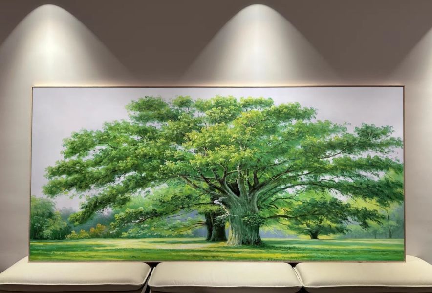 手繪油畫森林綠色大樹清新療癒裝飾畫藝術掛畫客廳沙發牆買畫首選 掛畫, 油畫, 開運招財, 客廳掛畫, 招財, 開運, 風水畫, 山水畫, 招財聚寶盆, 玄關畫, 買畫