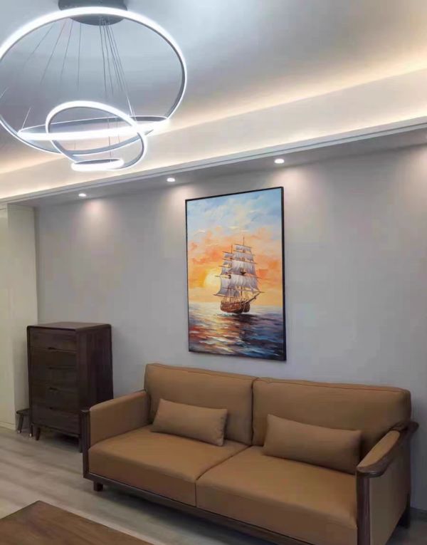 手繪油畫日出晨曦滿載而歸大船風順藝術掛畫買畫首選 手繪油畫日出晨曦滿載而歸大船風順藝術掛畫買畫首選