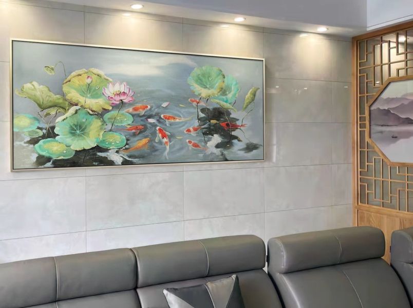 手繪油畫高級唯美九如魚裝飾畫客廳沙發牆細緻筆觸藝術掛畫 手繪油畫高級唯美九如魚裝飾畫客廳沙發牆細緻筆觸藝術掛畫