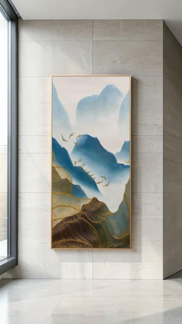 手繪油畫現代抽象山水《雲嶺金韻》藝術掛畫辦公室沙發牆裝飾畫送禮自用買畫首選 現代山水畫,山水油畫,手繪油畫,客廳掛畫,玄關掛畫,風水畫,金色掛畫,裝飾畫,辦公室掛畫,藝術掛畫