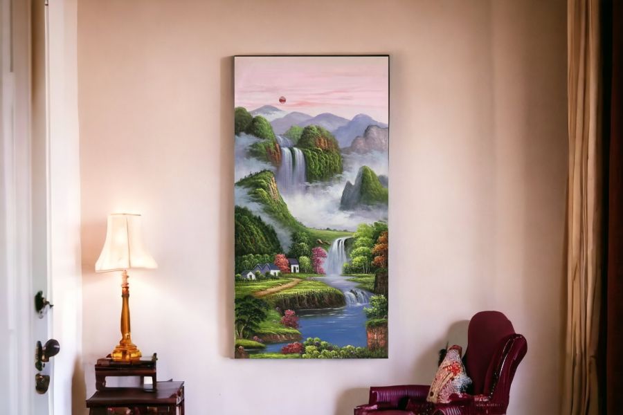 手繪油畫旭日東昇招財山水畫聚寶盆風水老師強力推薦玄關客廳掛畫 手繪油畫旭日東昇招財山水畫聚寶盆風水老師強力推薦玄關客廳掛畫