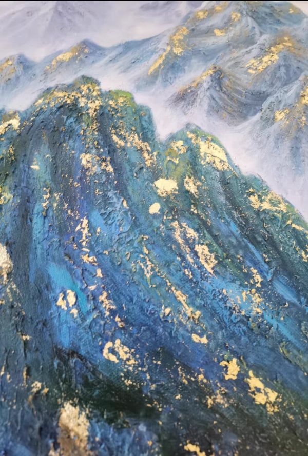 手繪油畫金箔靠山現代裝潢財位必備風水畫買畫首選 手繪油畫高訂款現代靠山財路裝飾畫藝術掛畫送禮自用