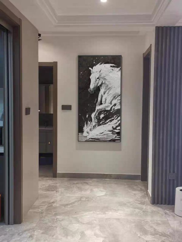 手繪油畫現代黑白色調時尚品味駿馬一馬當先無框畫掛畫裝飾畫 手繪油畫現代黑白色調時尚品味駿馬一馬當先無框畫掛畫裝飾畫