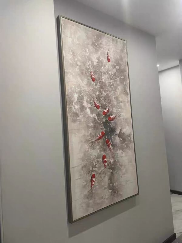 手繪油畫時尚現代九如魚沙發牆玄關裝飾畫藝術掛畫設計師推薦掛畫 手繪油畫時尚現代九如魚沙發牆玄關裝飾畫藝術掛畫設計師推薦掛畫