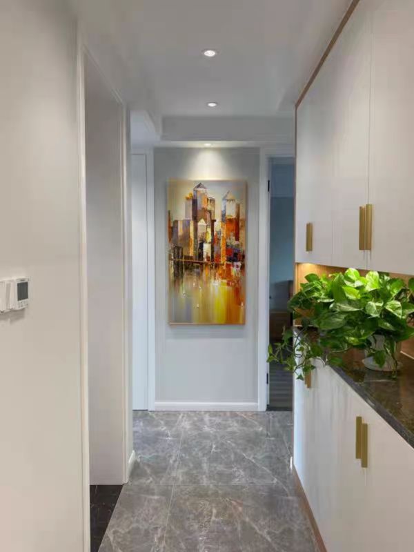 手繪油畫現代城市暖色調裝飾畫玄關客廳藝術掛畫 手繪油畫現代城市暖色調裝飾畫玄關客廳藝術掛畫