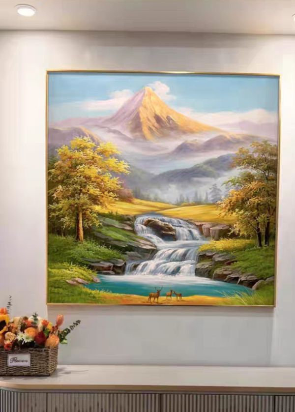 手繪油畫高訂款金山財鹿聚寶盆裝飾畫藝術掛畫送禮自用玄關沙發牆買畫首選 手繪油畫高訂款金山財鹿聚寶盆裝飾畫藝術掛畫送禮自用玄關沙發牆買畫首選