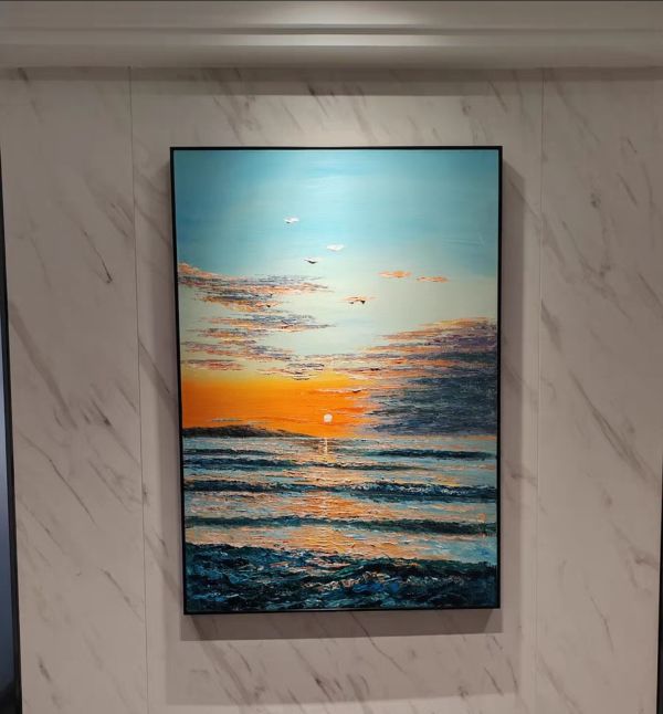 手繪油畫海上風光美景裝飾畫藝術掛畫客廳沙發牆玄關買畫首選送禮自用 手繪油畫海上風光美景裝飾畫藝術掛畫客廳沙發牆玄關買畫首選送禮自用