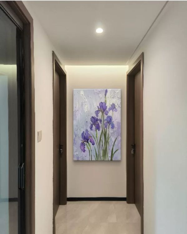 手繪油畫奶油風鳶尾紫花卉裝飾畫落地畫藝術掛畫客廳買畫首選 掛畫花, 玄關 擺, 手繪油畫, 開運風水畫, 客廳掛飾, 買畫,奶油風,奶油風掛畫,新麗畫廊
