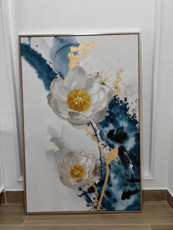 手繪油畫金箔抽象花卉裝飾畫藝術掛畫沙發牆設計師最愛 手繪油畫金箔抽象花卉裝飾畫藝術掛畫設計師最愛