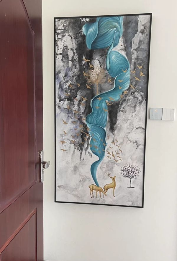 手繪油畫現代抽象財鹿藝術掛畫客廳玄關財位必備軟裝掛畫 手繪油畫現代抽象財鹿藝術掛畫客廳玄關財位必備軟裝掛畫